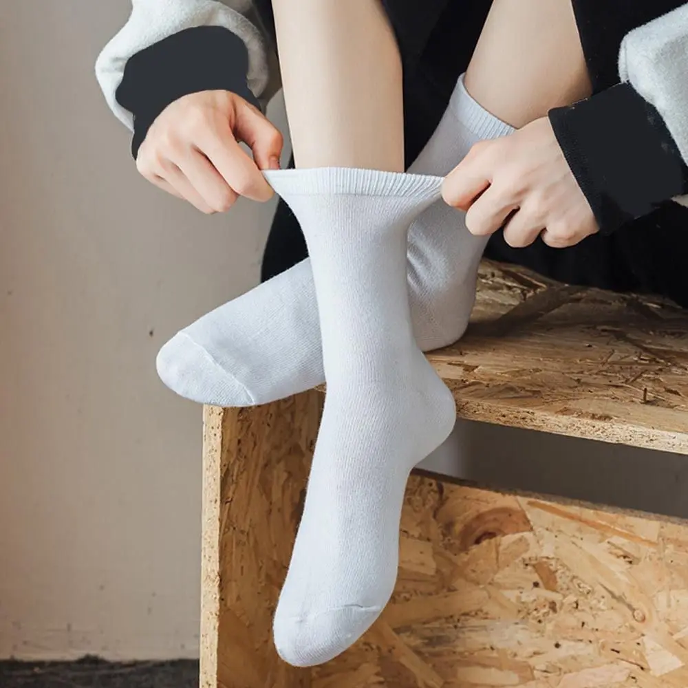 Durable Solid Color Boneless Socks Comfortable Breathable Women's Sock Medium Tube Sock