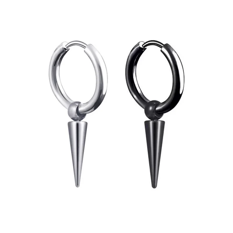 1 Paar Punk-Ohrstecker aus Edelstahl, schwarz/stahlfarben, Ohrringe-Set für Männer und Frauen, Vintage-Hip-Hop-Piercing-Ohrschmuck