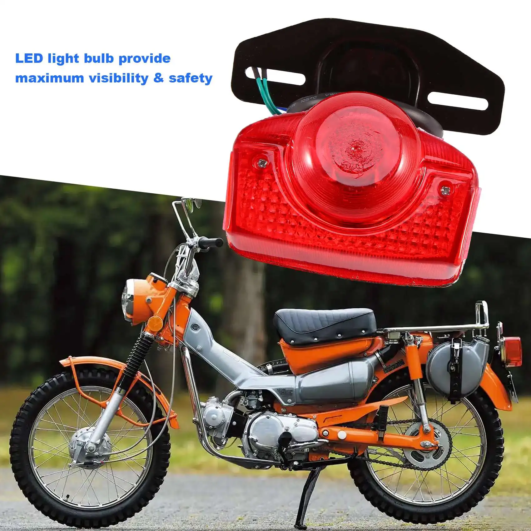 Motorrad bremse Rücklicht Rücklicht Baugruppe mit Glühlampe für Honda CT70 CT90 CT125 XL70 Cl70 Cl90 Jialing Jh70