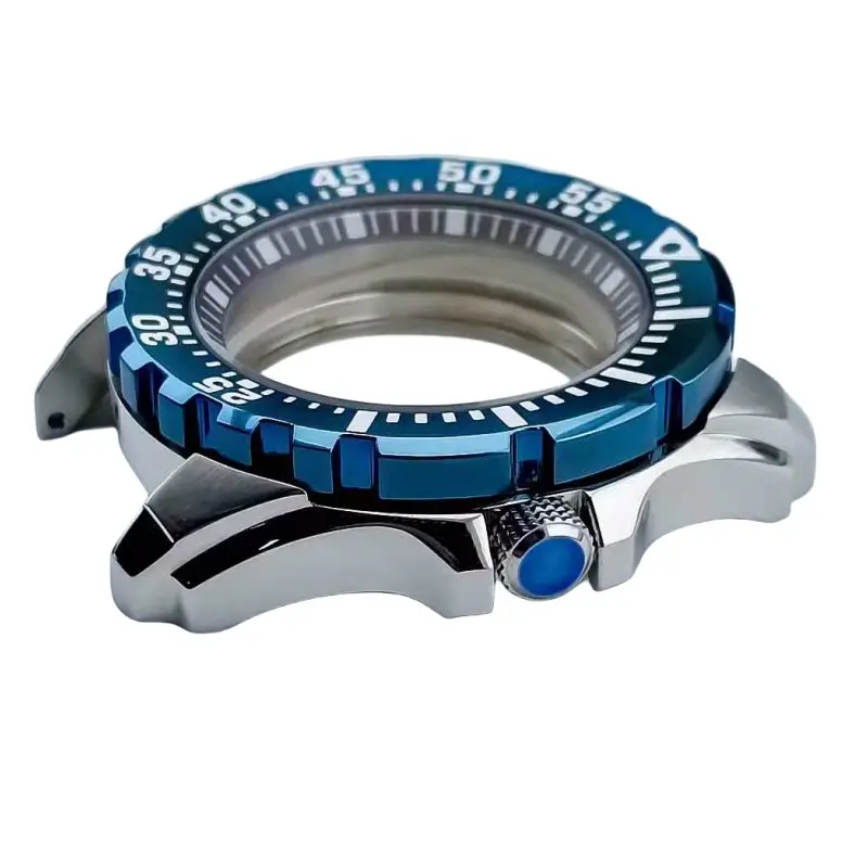 Mod 44mm Sapphire Glass Bezel Insert Scale Chapter Ring Countdown Chronograph Watch Case Fit for Seiko 601 Diving NH35 Movement
