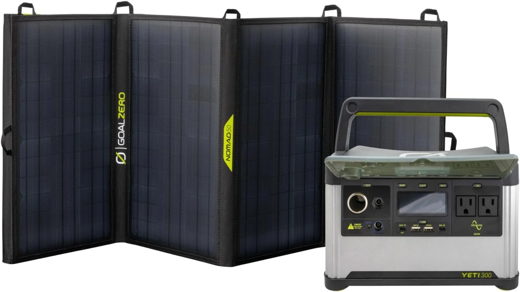 Yeti Portable Power Station, Yeti 300 + Nomad 50 Solar Generator, 297 Watt Hour LiFePO4 Battery, Water resistant & Dustproof