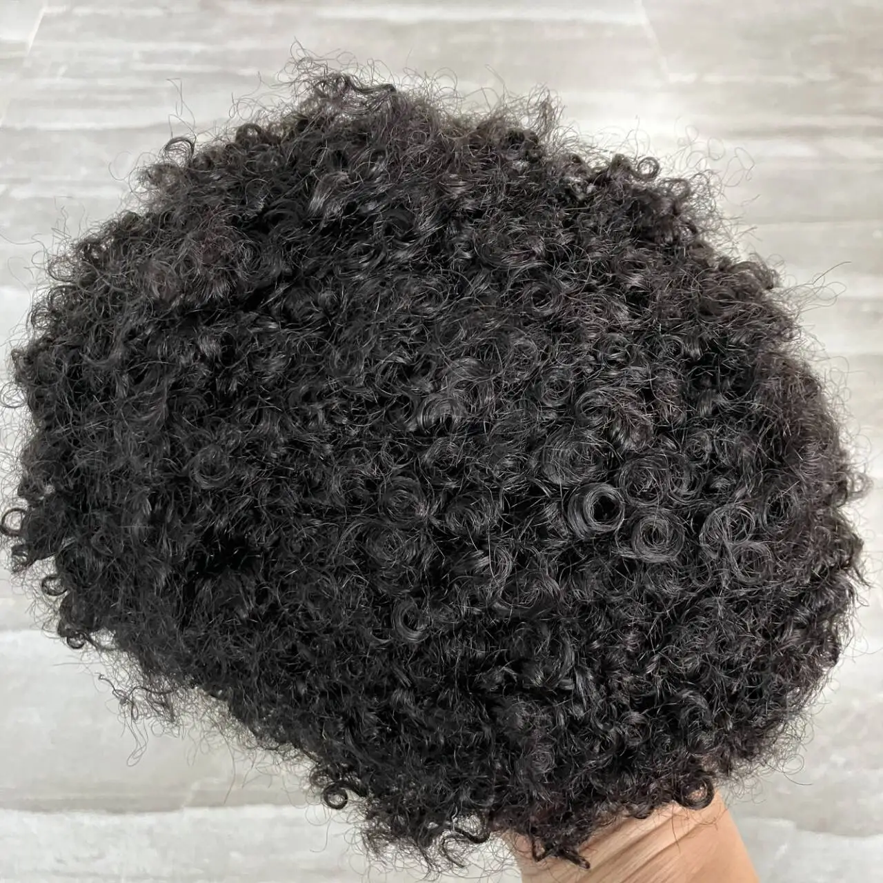 Afro-Herren-Perücke, krauses Haar, 8 mm, Herren-Toupet, australische Schweizer Spitze & PU-Basis, natürliche Echthaar-Ersatzsysteme, Prothese – Detail 4