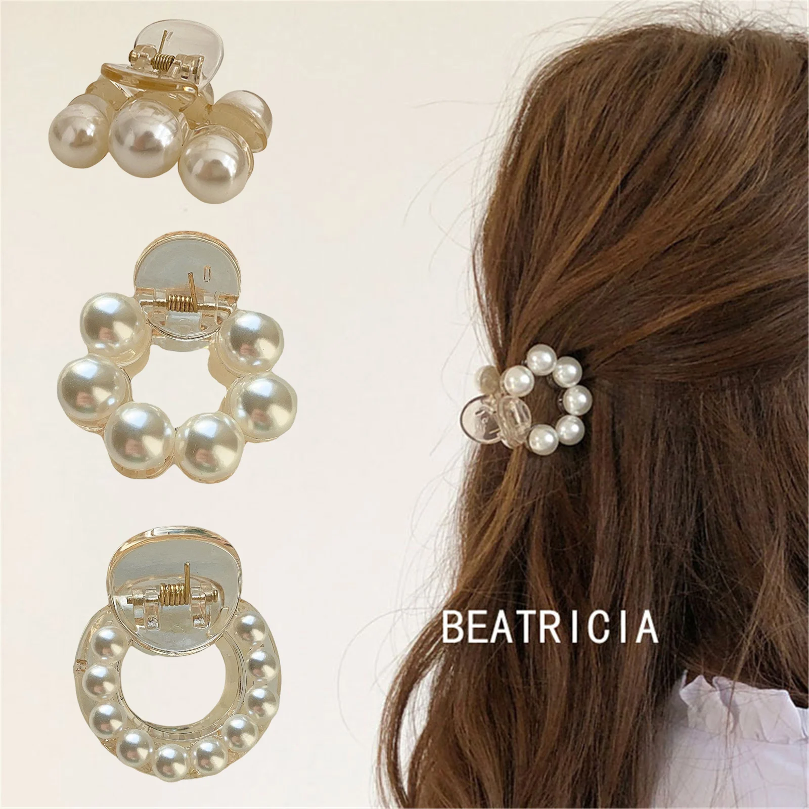 

Mini Round Pearl Hair Clips Hair Claw Women Girls Elegant Barrettes Claw Crab Ponytail Holder Hairpins Fashion Hair Accessories