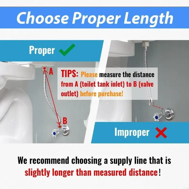 2pcs Heavy Type Braided Stainless Steel Toilet Supply Lines with Stop Valves Secure Leakproof Connection