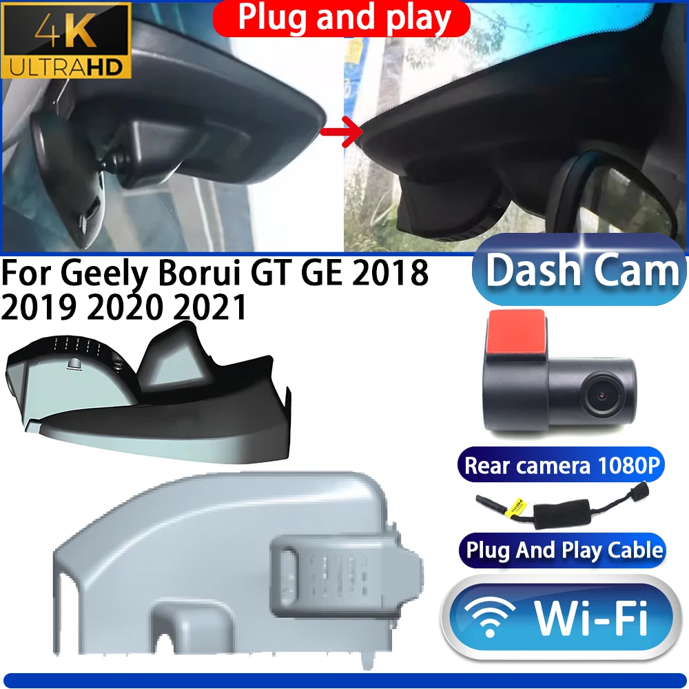 Cámara para Tablero HighCity para Geely Borui GT GE 2018 2019 2020 2021, DVR 4K UHD con Visión Nocturna, Conexión WiFi, Plug and Play, Grabadora de Video