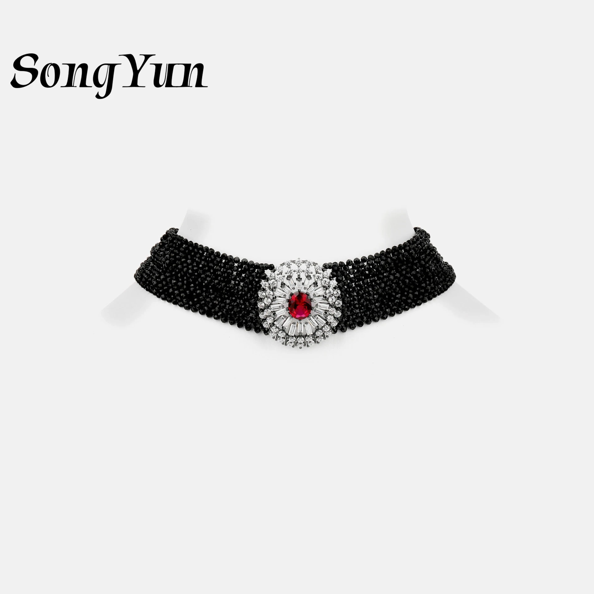 

SongYun Jewelry 925 Sterling Silver Necklace Lab Grown Ruby Gemstones Luxury Women 925 Sterling Silver Beads Pendant Accessories