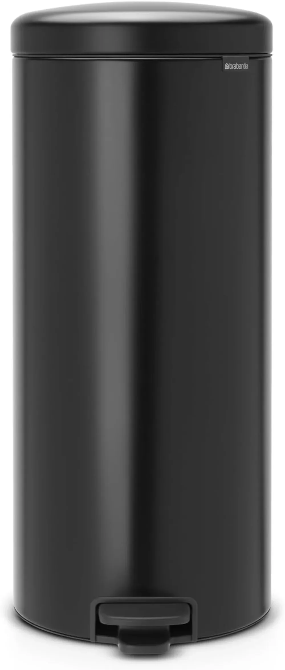 Brabantia Newicon Cubo de Basura con Pedal, Acero Inoxidable, Negro Mate, 30L