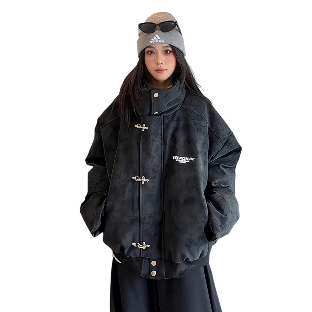 سترة نسائية معطف قطني 2025 شتاء جديد للرجال التعادل صبغ بولي Leather سترة جلدية سميكة مبطن الدافئة الوقوف طوق الطائرة زر معطف منتفخ #6