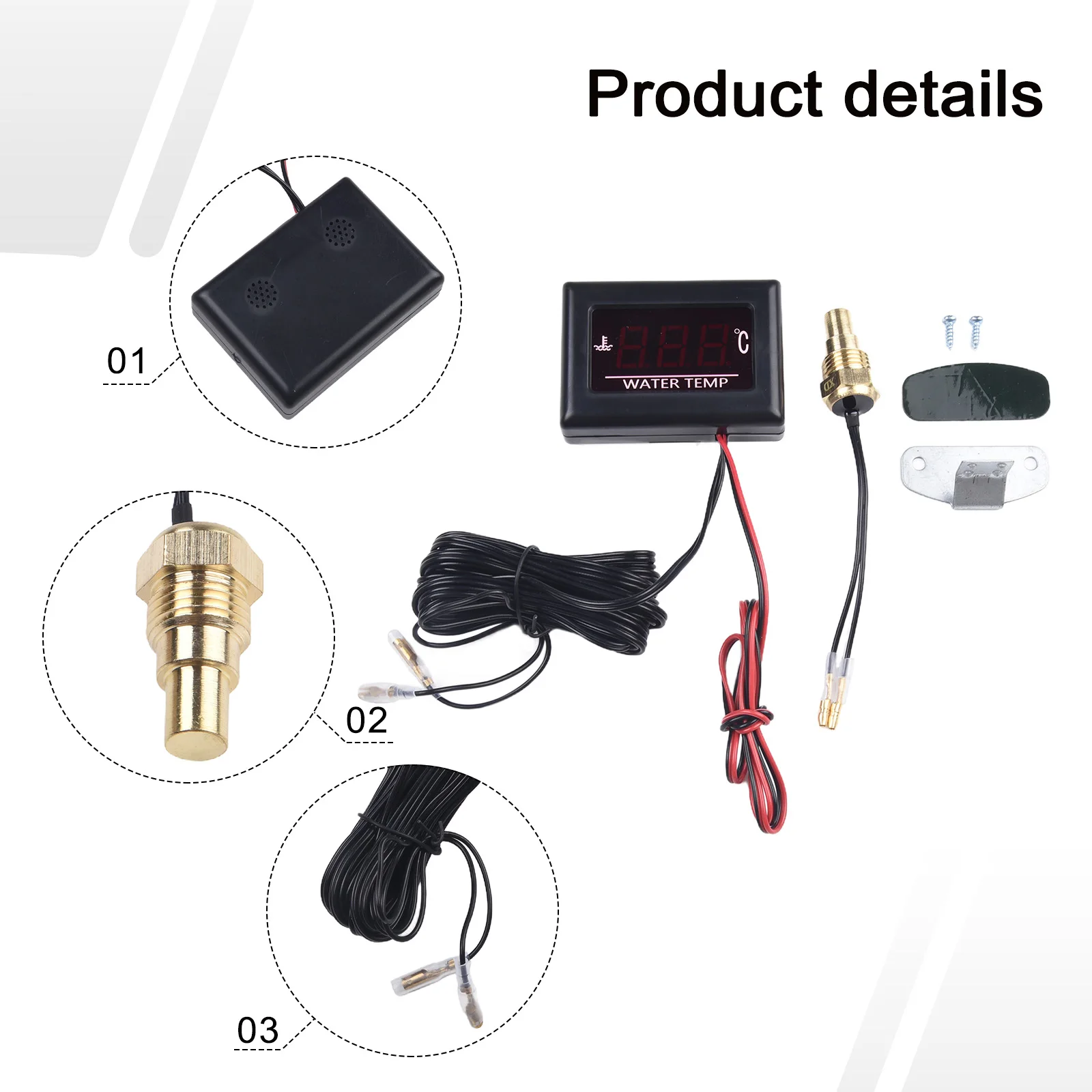 For Car Digital Water Temperature Gauge With Integrated Sensor And Plastic Housing For Engine Temperature Tracking