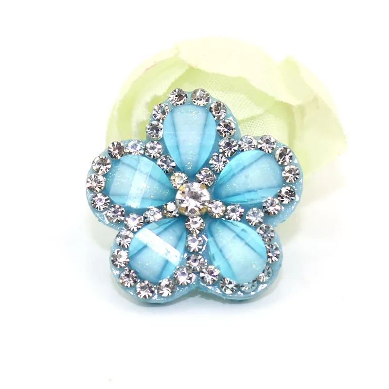18Pcs 2.5cm Acrylic&Rhinestone Flowers Headwear Appliques Crafts Decor Accessories Shoes Bags Clothes Stick on Patches Wholesale