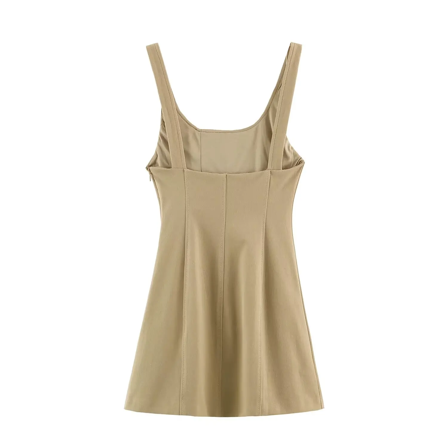 KONDALA Damen Sommer Elegantes Trägerkleid Figurbetontes Kleid mit Vintage-Knöpfen Verziertes Kurzkleid 2026 Trendiges Urlaubs-Freizeitkleid Schicke Kleider – Detail 4