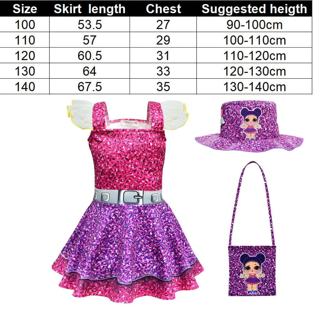 Girls Dress Toddler Baby Girls Lo Dolls Clothes Kids Cartoon L Print Princess Dress Children Summer Birthday Vestido TO Girl Hat