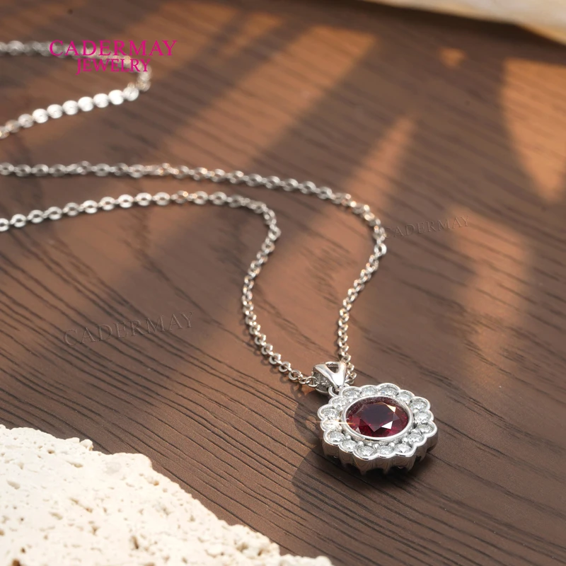 Cadermay Lab Ruby Jewelry Set 925 Silver Lab Ruby Earings Ring Pendant Women Jewelry Set Gift Party Wedding