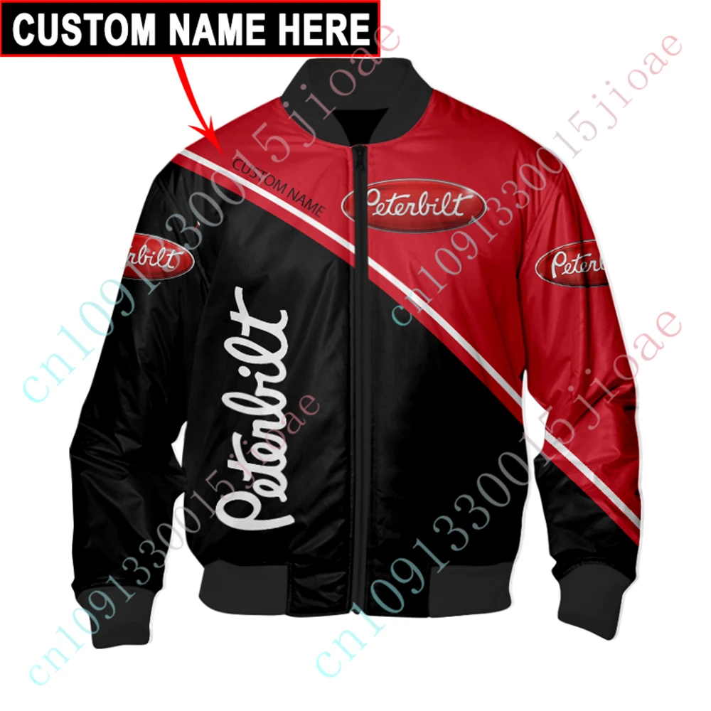 

Peterbilt Bomber Jacket Harajuku Parkas Windbreaker Jackets For Men's Clothing Techwear Baseball Uniform Thick Coat Custom Logo