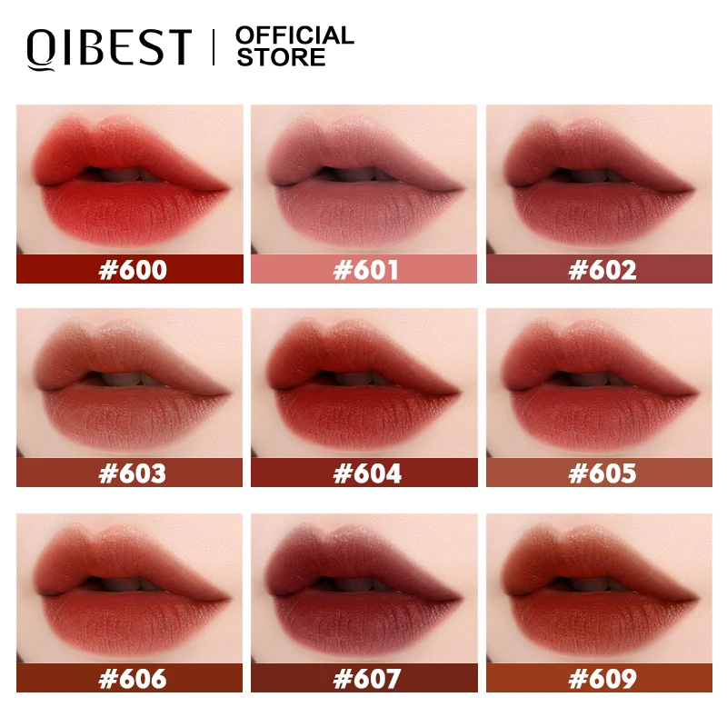 QIBEST 8 colori lucidalabbra rossetto liquido opaco nudo impermeabile lunga durata donna tinta per labbra cioccolato velluto smalto per labbra cosmetici