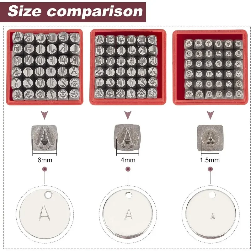 36 Pcs Letter and Number Metal Stamp Set 1/20 inch 1.5mm Alphabet A-Z and Number 0-9 and Symbol Iron Uppercase Stamps Punch