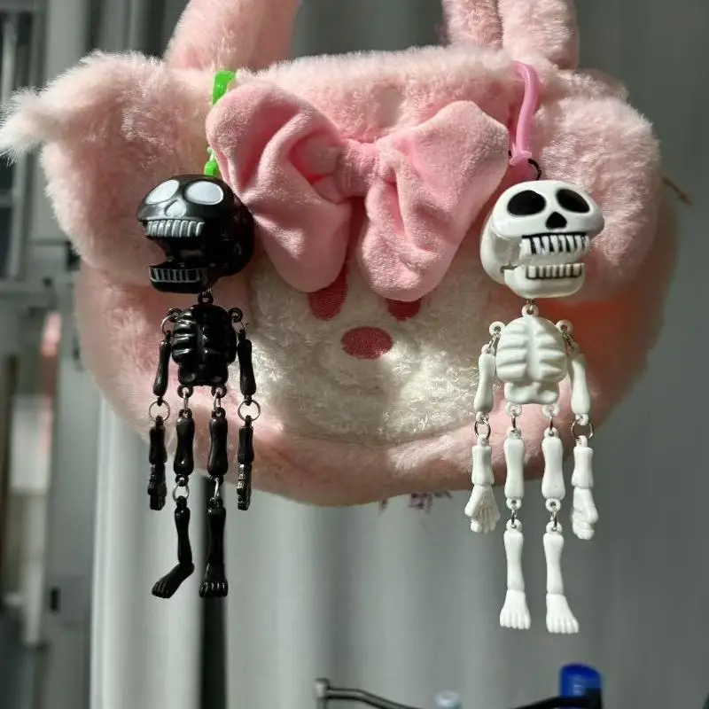 Skelett-Schlüsselanhänger mit Zugschnur, lustiger Neuartiger Plastik-Taschenanhänger, langlebiger Rucksack-Anhänger für Halloween-Party-Geschenke – Detail 12