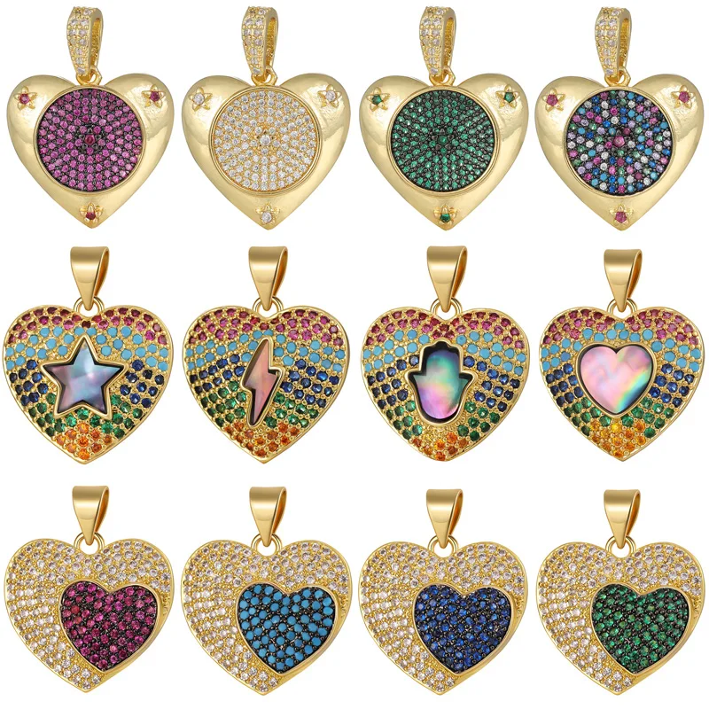 JUYA Luxury Pendants For Necklaces and Bracelets Cubic Zirconia Heart Shape Charms For Jewelry Findings Handmade Diy Accessories