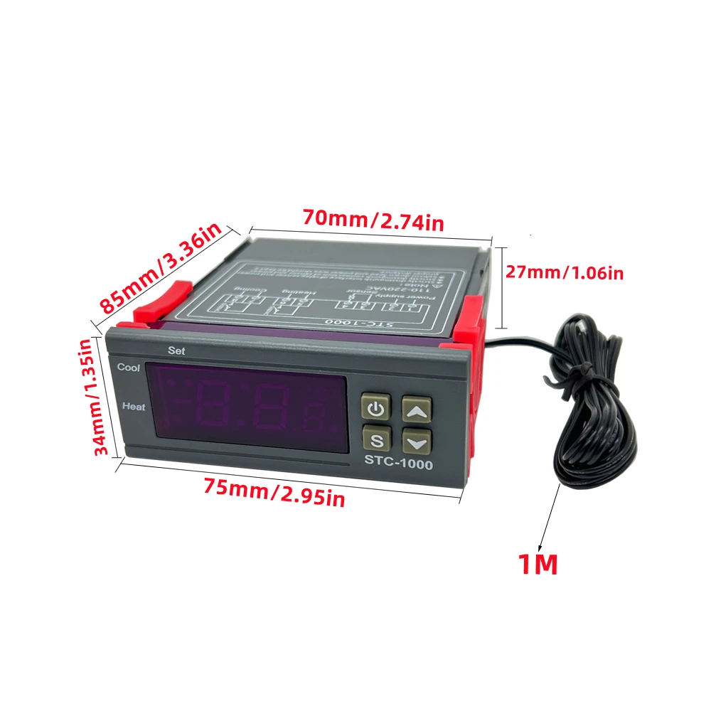 디지털 온도 조절기 온도 조절기, 릴레이 LED 인큐베이터, 가열 냉각 STC-1000, STC 1000, 10A, 12V, 24V, 220V