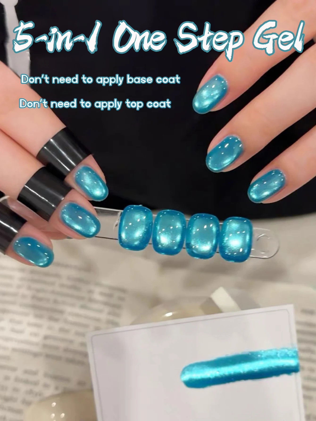 1-10pcs WS 5-in-1 Lazy One-step Blue Cat Eye Gel Nail Polish Toe Glass Bead Cat's Eye Nail Free Primer Glue Sealing Layer