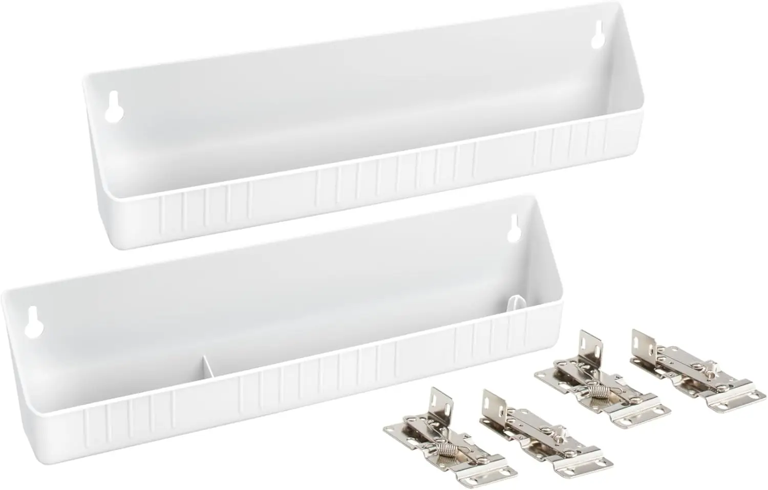 

14-Inch White Pull-Out Sink Trays for Kitchen & Bathroom Cabinets, Space-Saving Organizer with Hinges