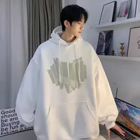 Autumn Winter Fleece-lined American Style Vintage Couple Hooded Sweatshirt Men's Trendy Loose Fit Top Jacket