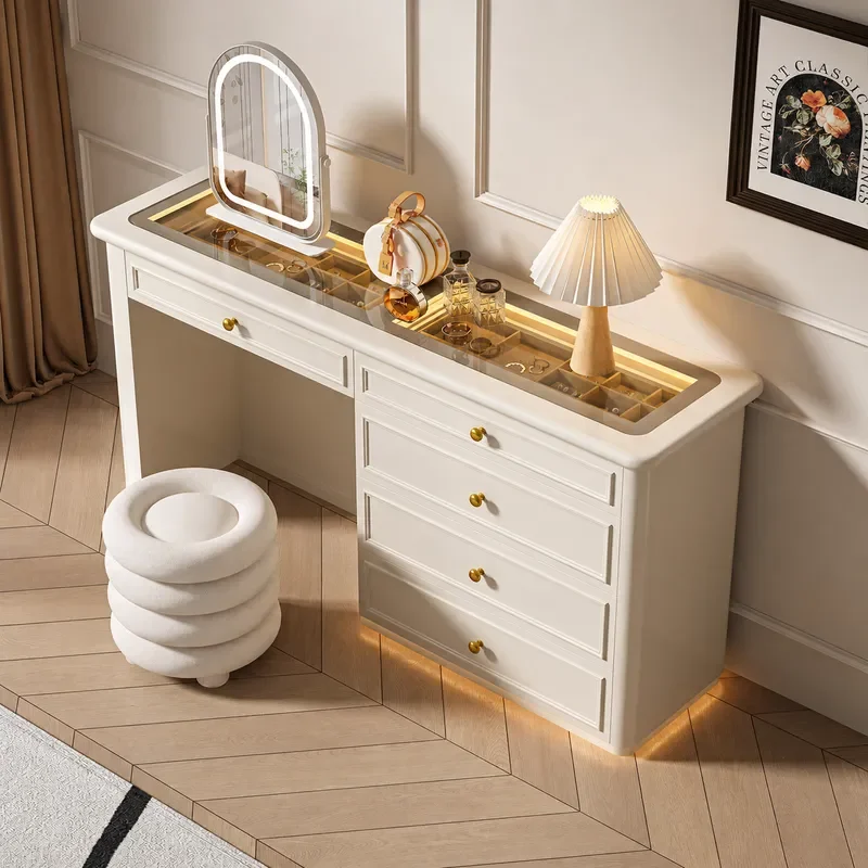 2026 New Modern Simple Dresser Bedroom Light Luxury Bedside Makeup Table Integrated Storage Cabinet Cloakroom Furniture