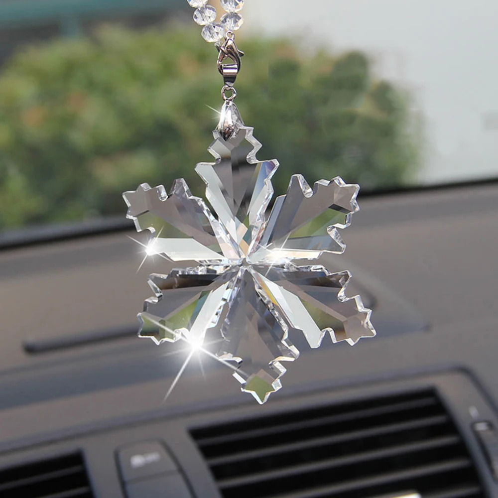 Transparente Kristall-Schneeflocken, Auto-Anhänger, Dekoration, Ornamente, Sonnenfänger, Schneeflocke, Hängebesatz, Zubehör, Weihnachtsgeschenke