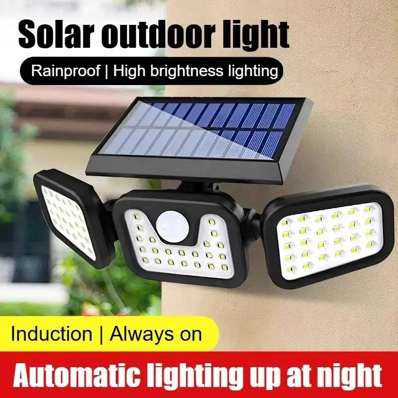 

Solar Powered Outdoor Motion Sensor With Adjustable Head Human Body Sensing Lighting For Garages Porches Streetlights