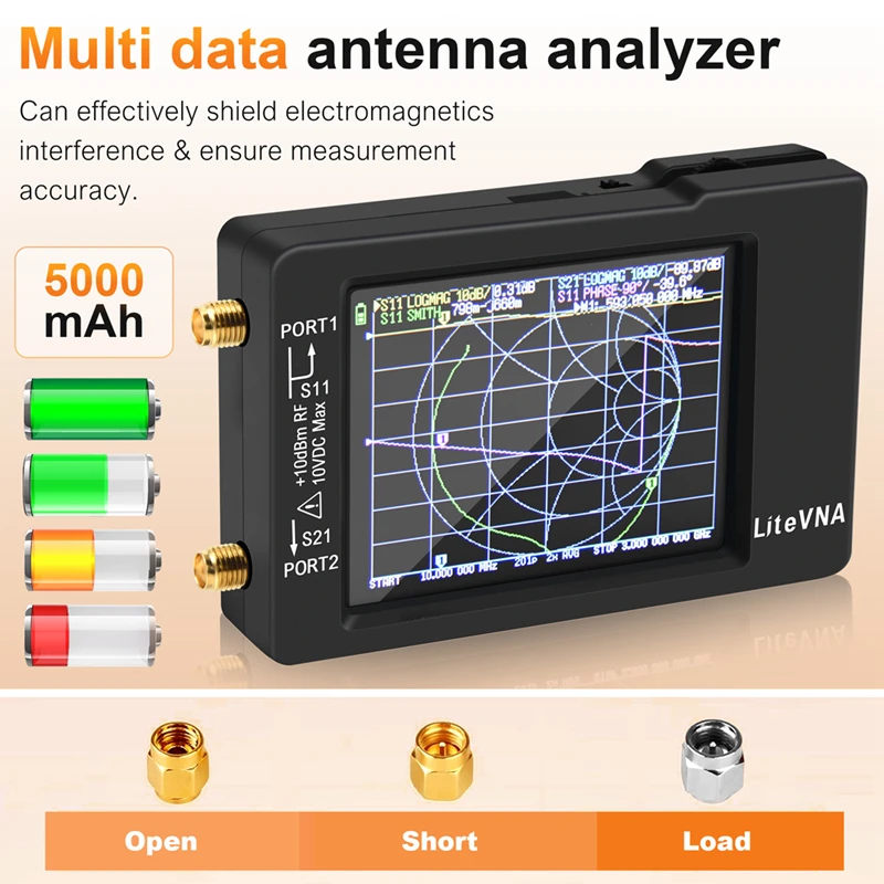 ●New LiteVNA 6Ghz VNA 2.8Inch LCDHF VHF UHF UV Vector Network Analyzer Shortwave Portable Antenna Analyzer with Battery
