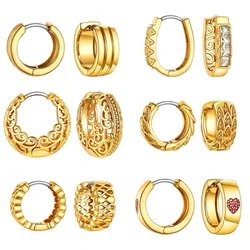 U7 CZ Infinity Heart Huggie Small Hoops Earring For Women 14K Gold Color Wide Scales Design Earrings Jewelry Gift for Her