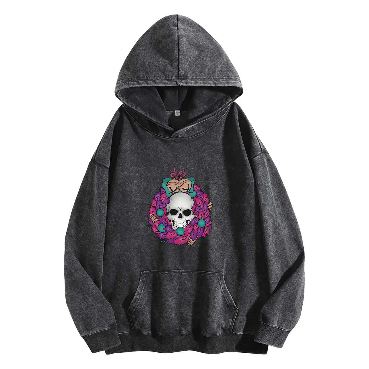 بلوفر بغطاء للرأس برسومات مغسولة كلاسيكية للرجال من Skull Bell، بلوفر كاجوال بطباعة كلاسيكية، نسيج ناعم #2