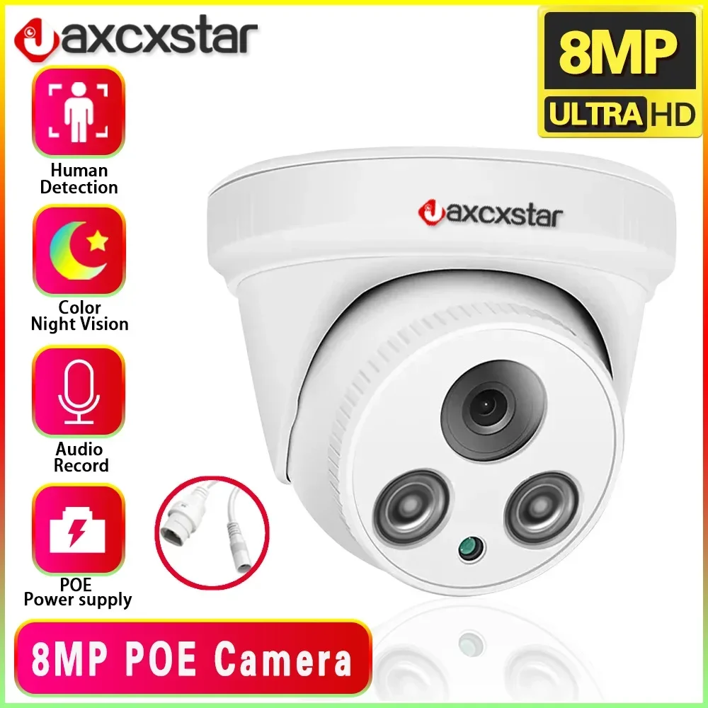 

4K Security Camera 8MP IP Metal Camera PoE IR Night Vision CCTV Camera H.265 Built-in Mic Protocol Video Surveillance Cameras