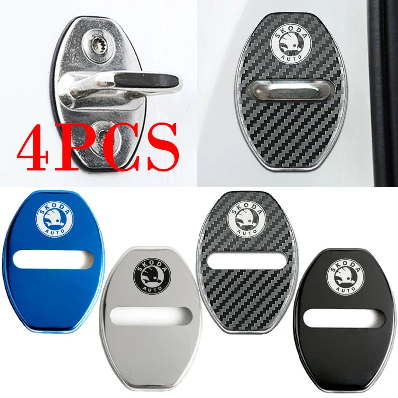 Car Styling Door Lock Decoration Protection Cover Emblem Case for Skoda Fabia Octavia Kodiaq Superb Karoq Fabia Auto Accessories