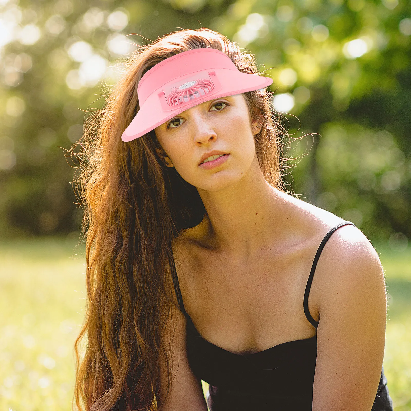 1Pcs Rechargeable Visor Fan Sun Protection Cap Adjustable Size Three-Speed Cooling Fan Summer Outdoor Sports Travel