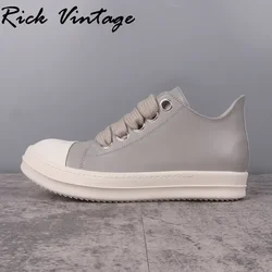 Rick Vintage jesienne buty do kostki ze skóry naturalnej damskie niskie buty sportowe Unisex buty jeździeckie męskie designerskie trampki na platformie