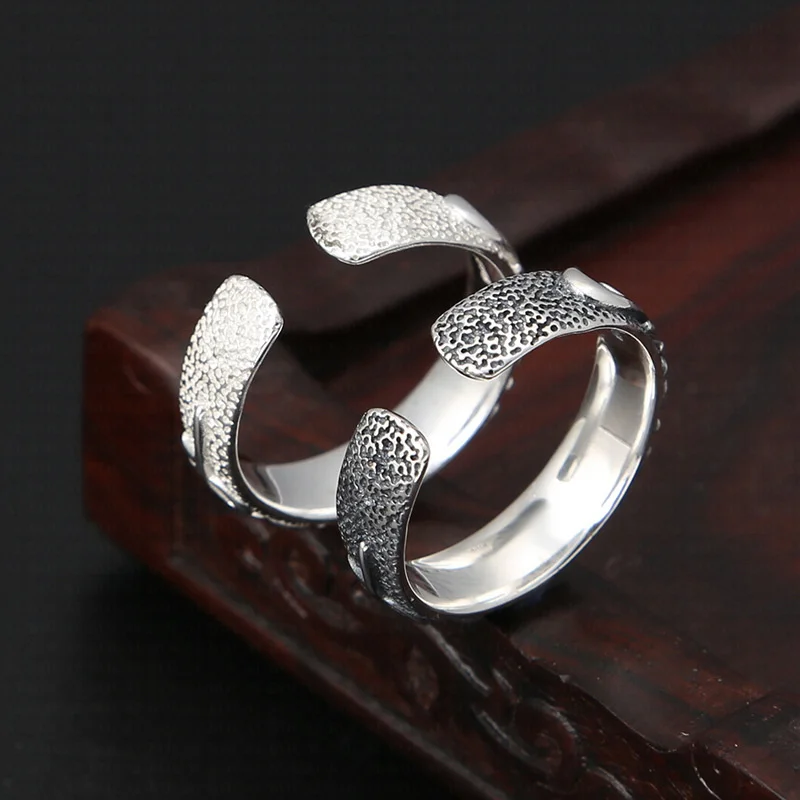 S925 Sterling Silver Charms Rings for Women Men Emboss Eternal Rattan Pattern New Fashion Punk Jewelry Wholesale