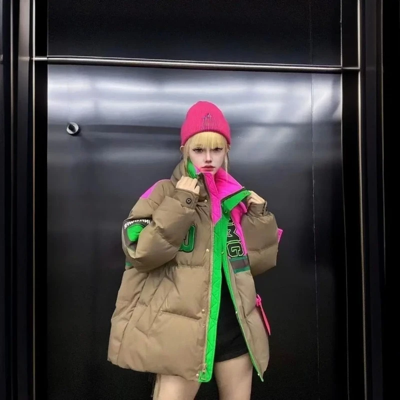 

Down Jacket Trendy Winter Contrasting Colors The Latest Dopamine Down Jacket European White Duck Down Fashion Coat with Letters