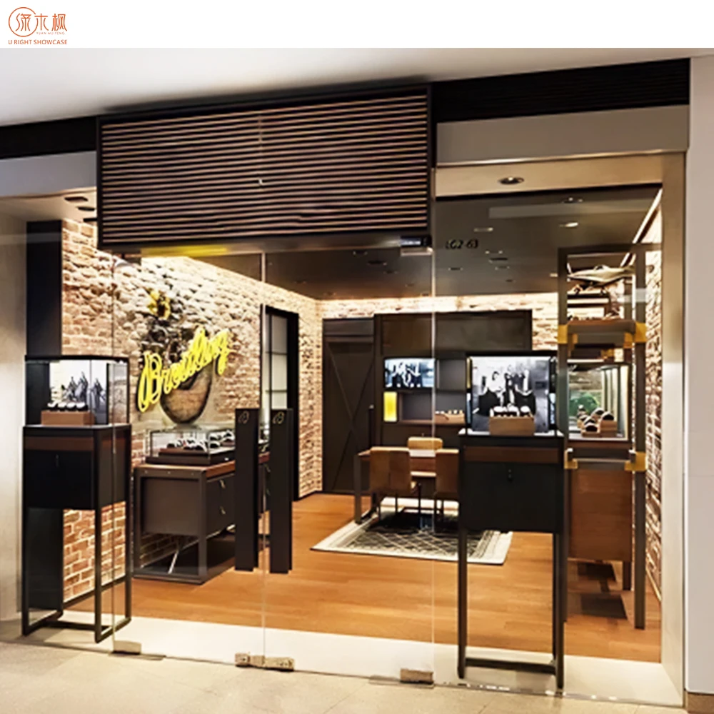 Walnut Wood Watch Store Display Case Customization High-quality Shop Indoor Display Jewellery Wall Showcase Supplier