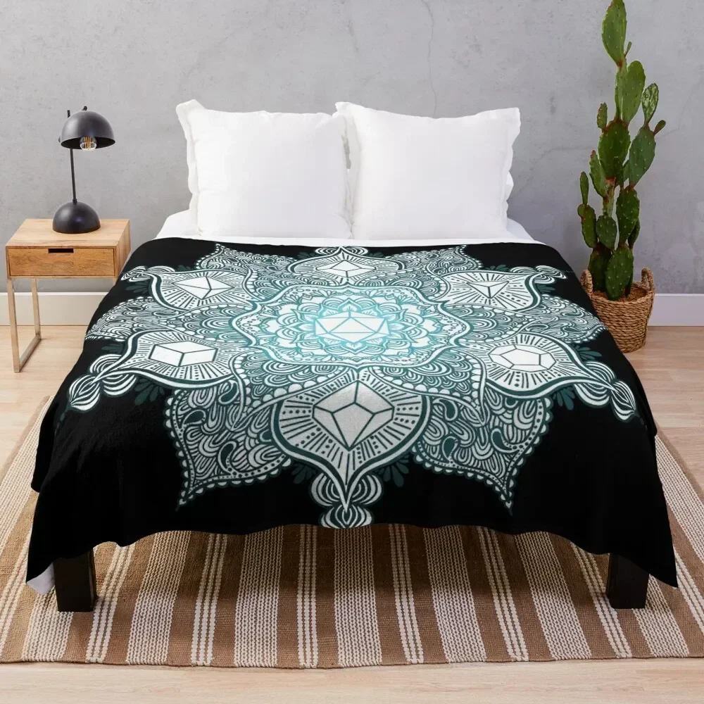 

dice mandala Throw Blanket Warm Soft Plush Plaid Decorative Beds manga Blankets