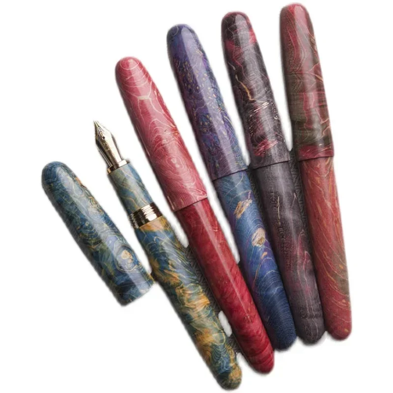 Beautiful Pattern Stabilized Wood Fountain Pen Iraurita Nib Writing ink Pen School Office Supplies Writing Gift Manual Assembly