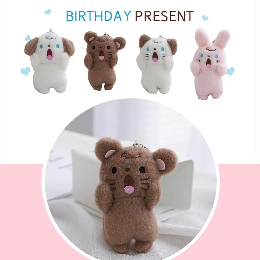 1Pack Cute Rabbit Shouting Bear Children Gift Shouting Dog Bag Decora Plush Doll Pendant Keychain Backpack Stuff Plush Toy New