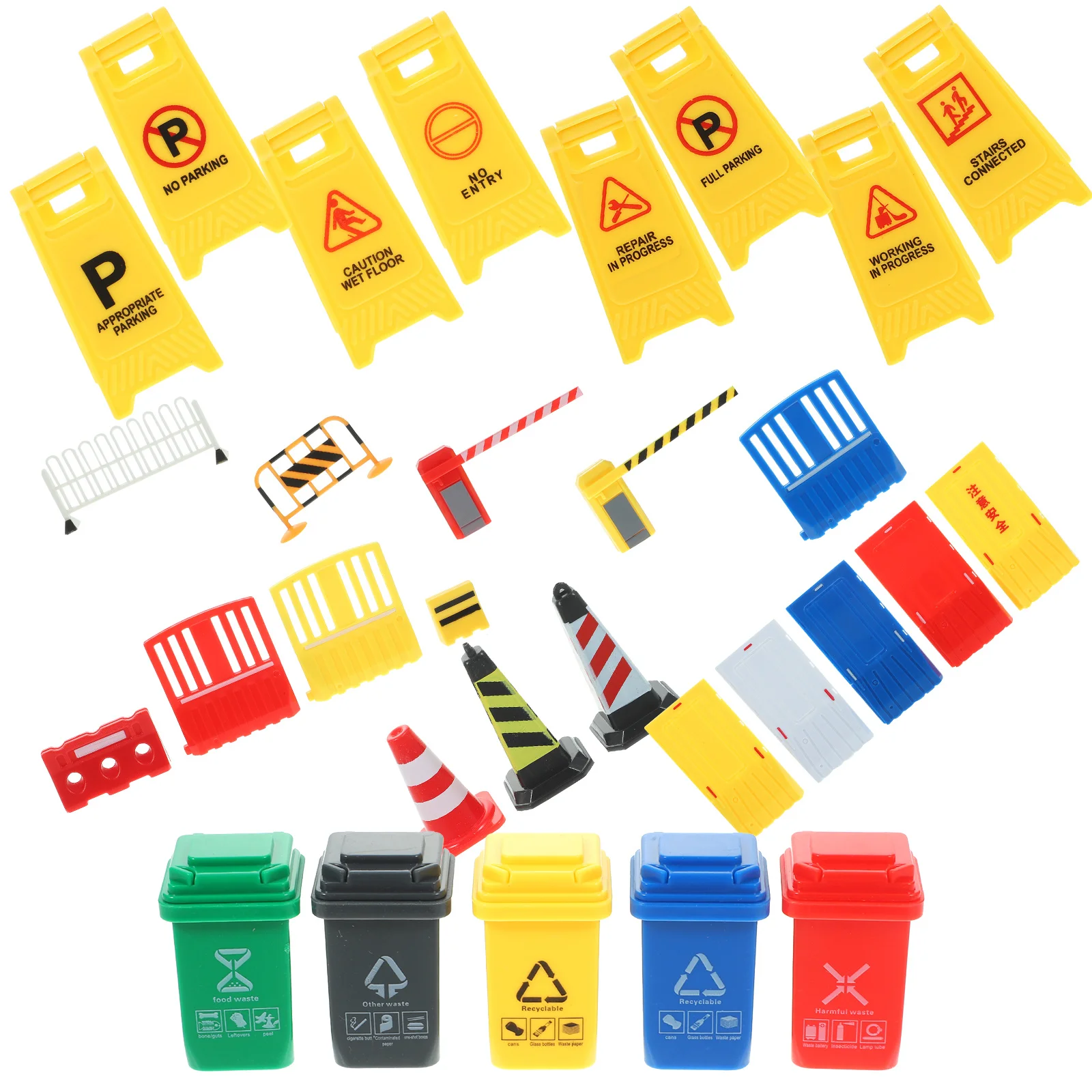 1Set Verkehrsbarrikade-Schilder, Mini-Straßenblock, pädagogisches Spielzeug, leuchtende Farben, leicht, einfach zu tragen, realistisch