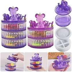 DIY Stripe Round Storage Box Epoxy Silicone Mold Multi-layer Jewelry Container Jar Decoration Molds For Aromatherapy Concrete
