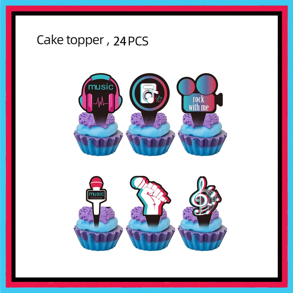 25 pz/lotto Toppers Cupcake Nuovo Tema Musicale Decorazione Della Festa di Compleanno Del Capretto Delle Ragazze Dei Ragazzi Forniture Regalo Baby Shower Cupcake Picks FAI DA TE