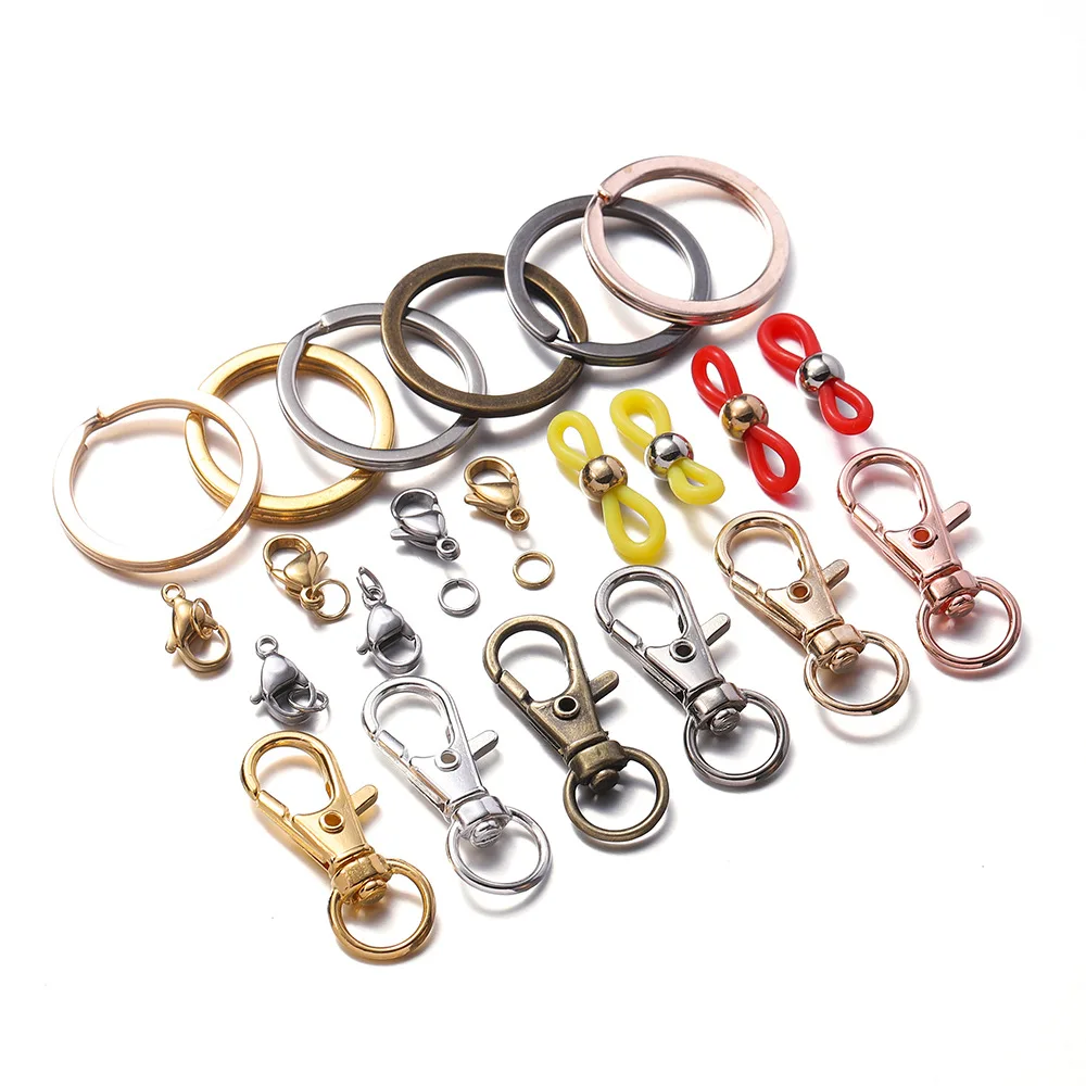 10Set Hot Selling Dog Buckle, 10 Keychains, 10 Combination Sets, DIY Keychain Material Package, Jewelry Accessories Wholesale