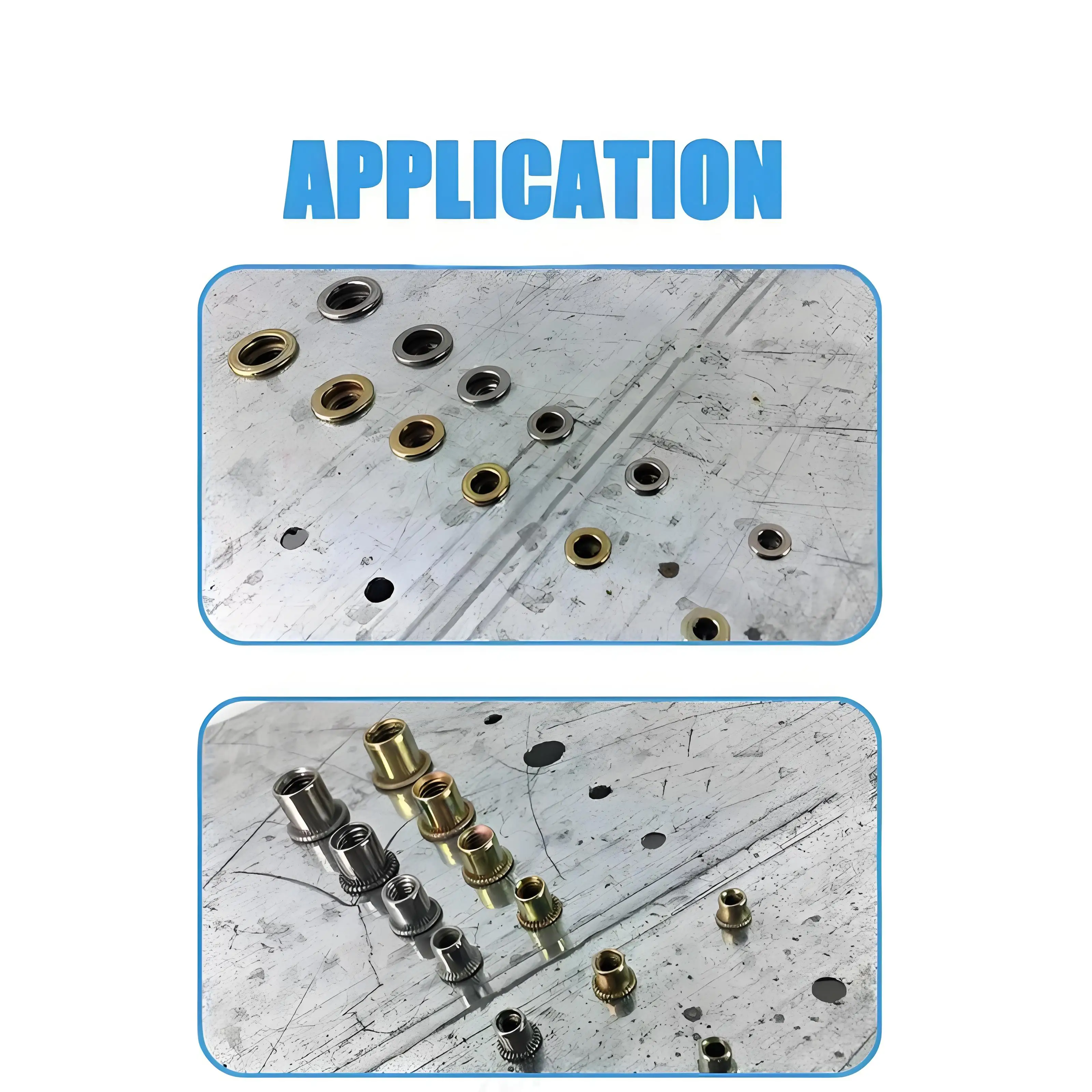 120 pz set Misto 304 dado rivetto in acciaio inossidabile M3 M4 M5 M6 M8 M10 Dado in acciaio al carbonio a testa piatta filettato Kit dado inserto