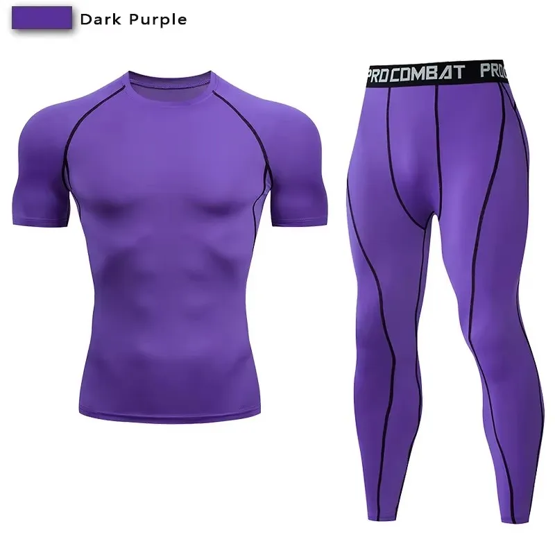 2pcs Men's Compression Sportswear Suit Elastic Training Yoga Sets Workout Joggi… - Image 4
