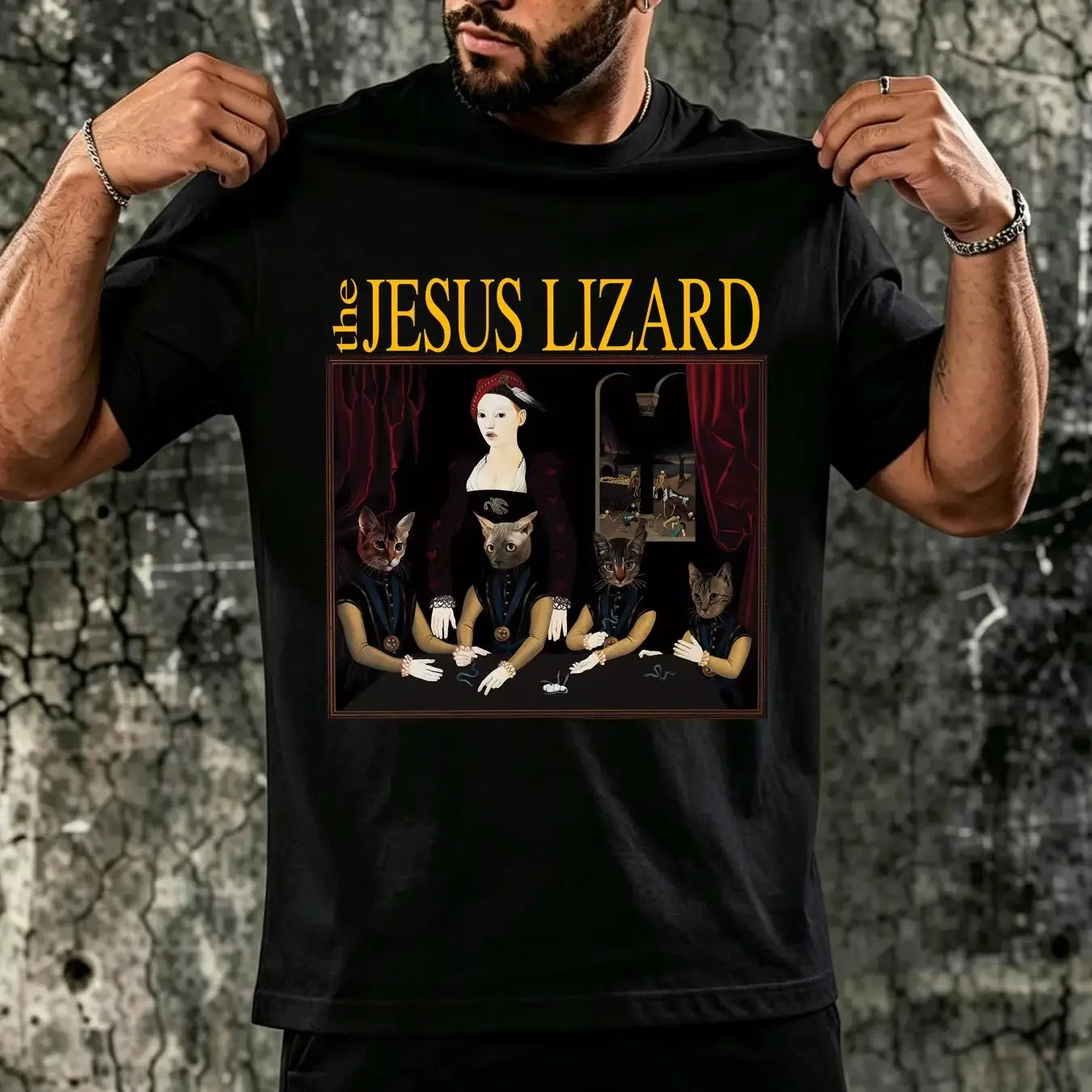 washed T Shirt New Rare Jesus Lizard Live Liar 1992 Family Black S 235XL 1D1846 long or short sleeves vintage Washed fashion