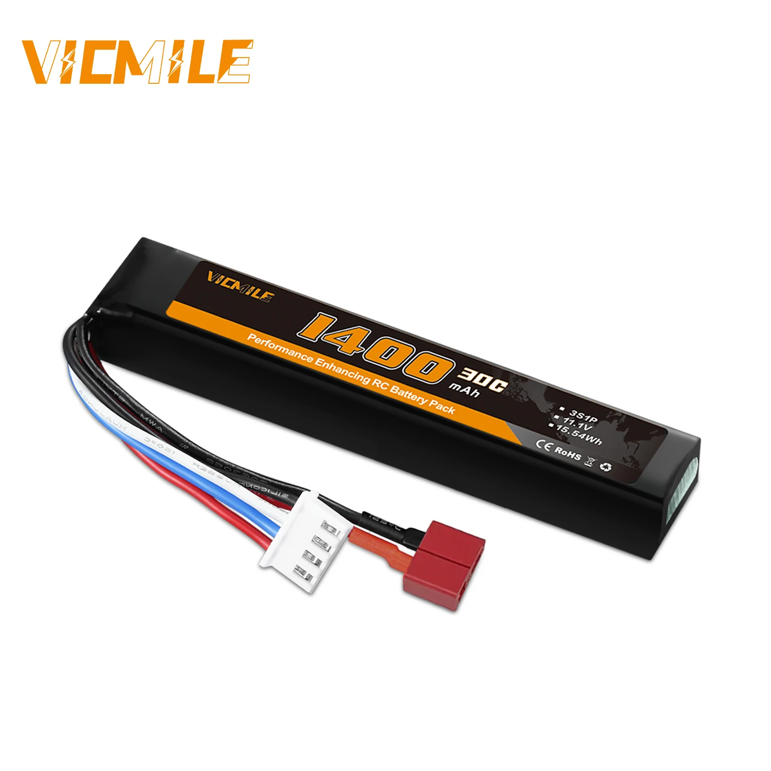 

VICMILE 3S Airsoft Battery 30C 11.1V 1400mAh Dean-Style T Plug Fit for Most Airsoft Model Guns Gel Water Bead Blaster